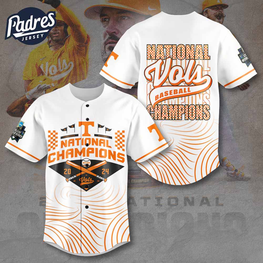 Tennessee Volunteers 2024 National Champions White Baseball Jersey - Padres Jersey Oasis: Elevate Your Baseball Style...