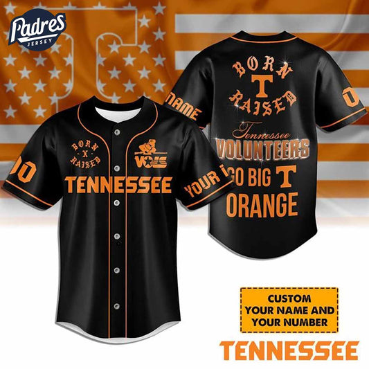 Tennessee Volunteers Born And Raised Black Baseball Jersey - Padres Jersey Oasis: Elevate Your Baseball Style... (Image 1)