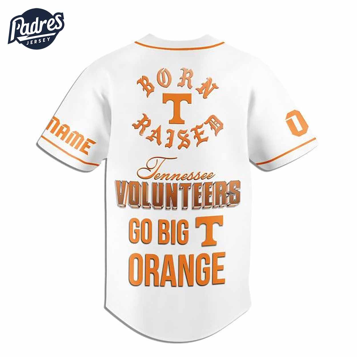 Tennessee Volunteers Born And Raised White Baseball Jersey - Padres Jersey Oasis: Elevate Your Baseball Style... (Image 3)