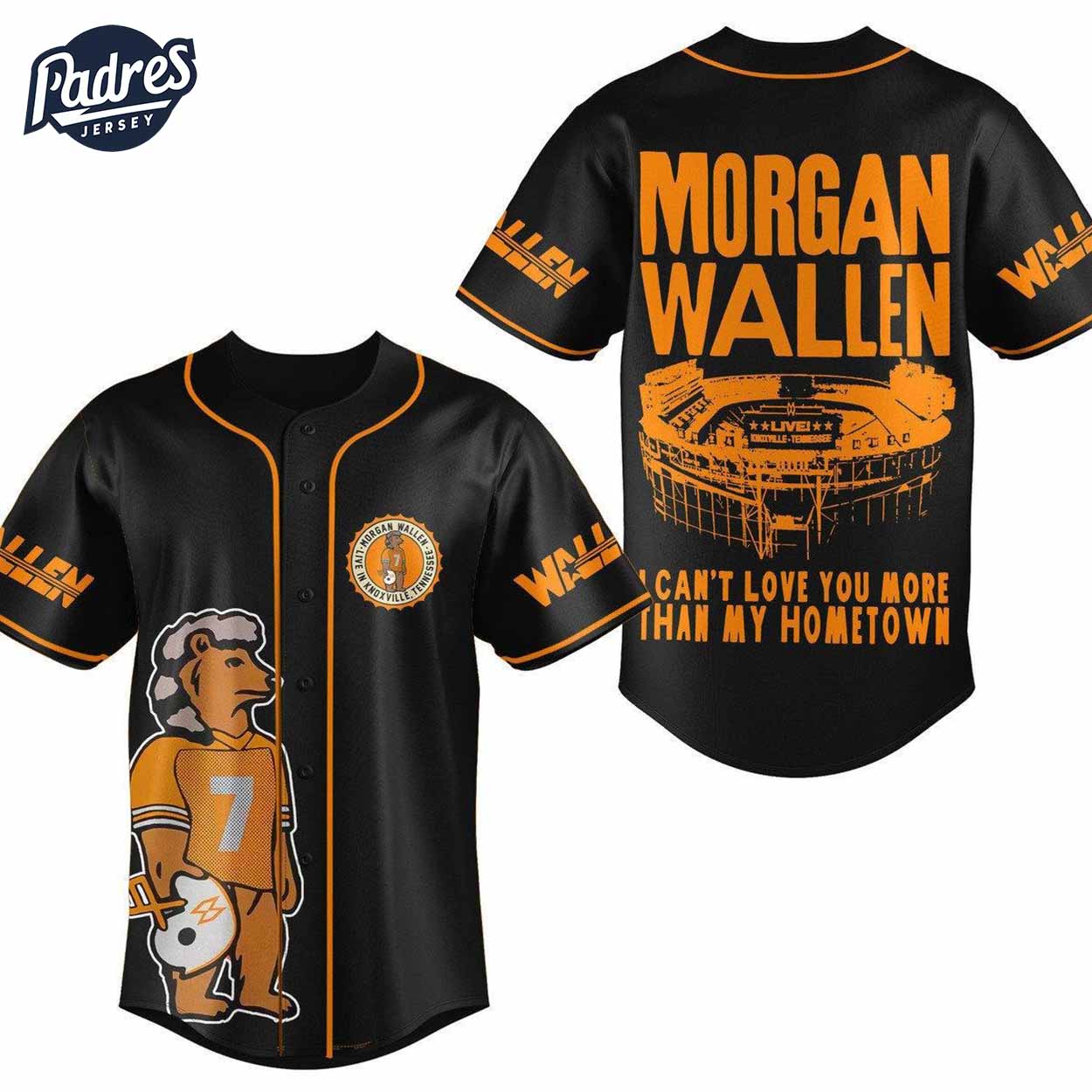 Tennessee Volunteers Morgan Wallen I cant not love you more than my hometown Knoxville Baseball Jersey - Padres... (Image 2)
