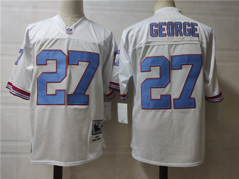 Tennessee Oilers #27 George Oilers #27 White Style 1