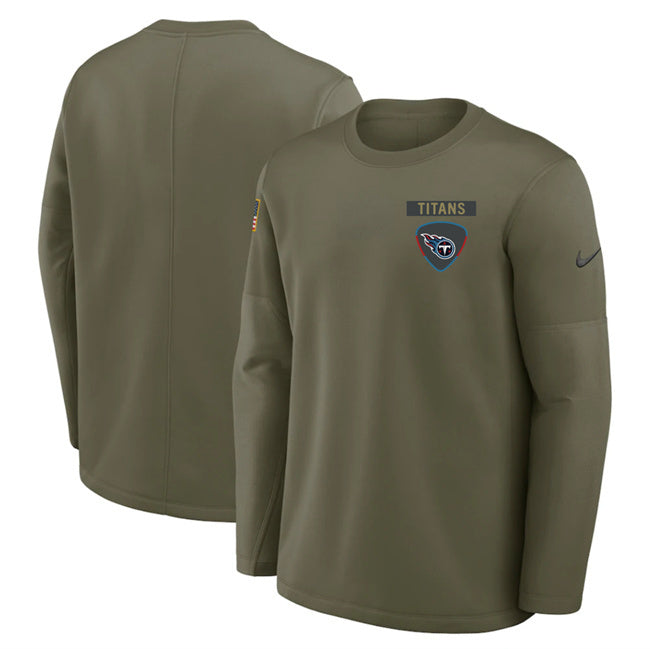 Tennessee Titans Olive 2025 Salute to Service Sideline Coaches Therma-FIT Long