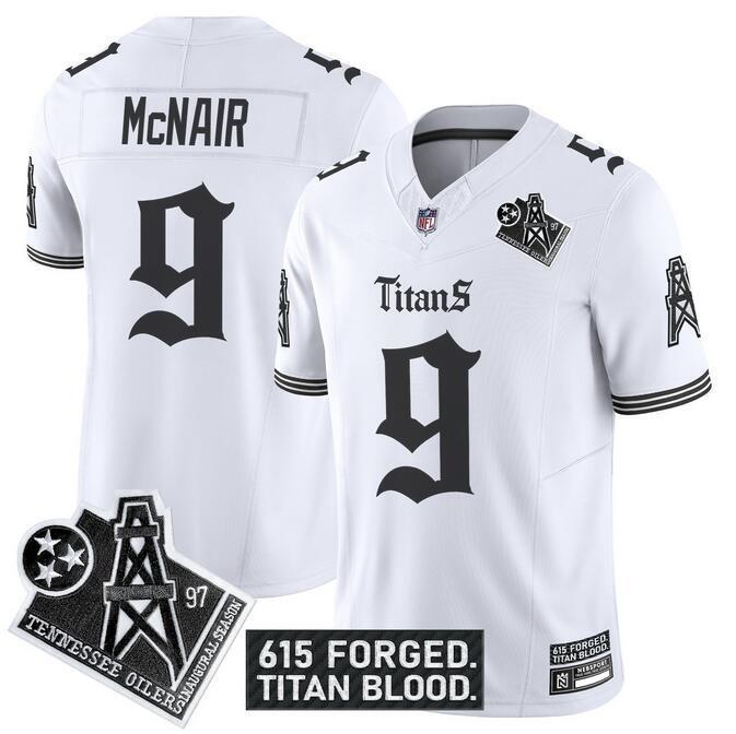 Tennessee Titans #9 Steve McNair White F.U.S.E. 'Titan Gothic Shadows Drop' Vapor