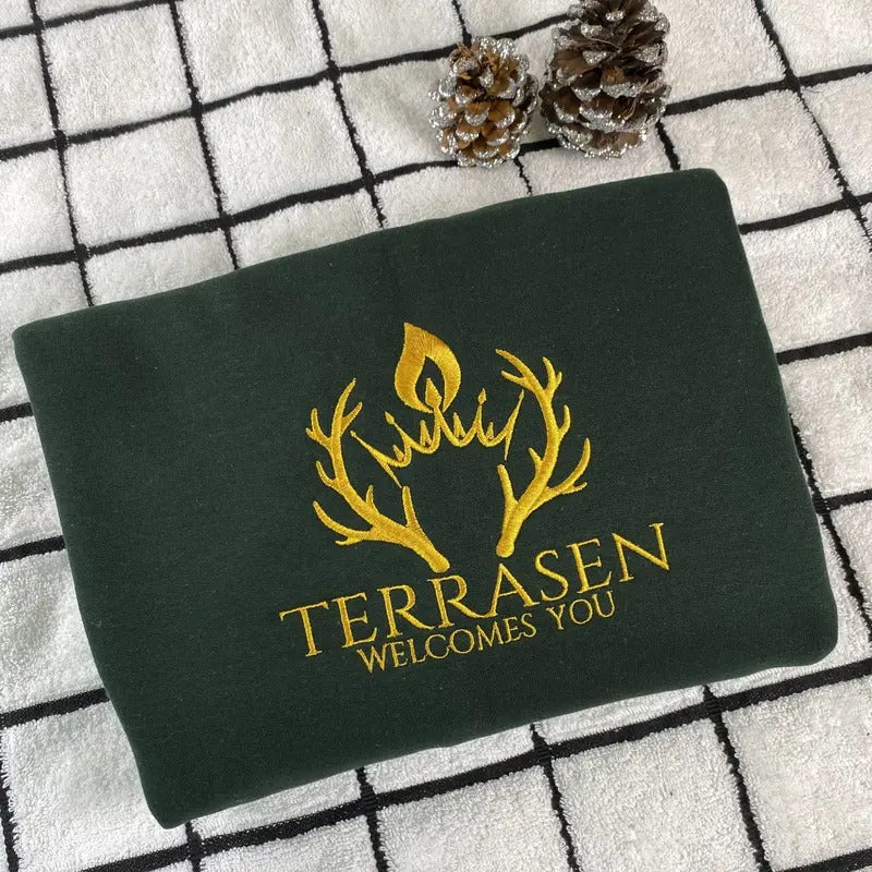 Terrasen Embroidered Sweatshirt - Throne Of Glass - Embroidered Sweatshirt -Sarah J Maas Merch - Bookish Merch T-Shirts,...