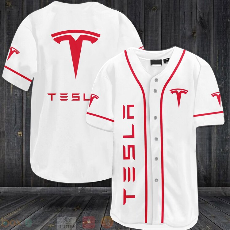 FASHION Tesla Motors Baseball Jerseys Botton Shirt