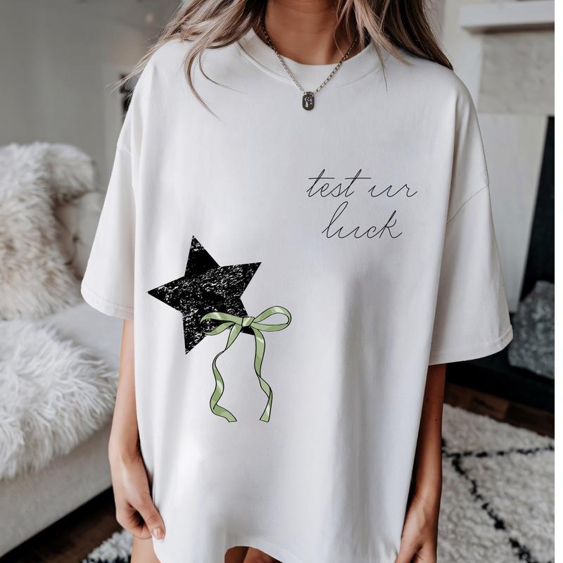 Test Ur Luck Star Graphic Shirt ~ Unisex Apparel Relaxed Fit Printed In The USA Clothing Womenswear Casual Comfort Cotton...