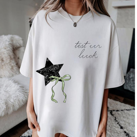 Test Ur Luck Star Graphic Shirt ~ Unisex Apparel Relaxed Fit Printed In The USA Clothing Womenswear Casual Comfort Cotton...