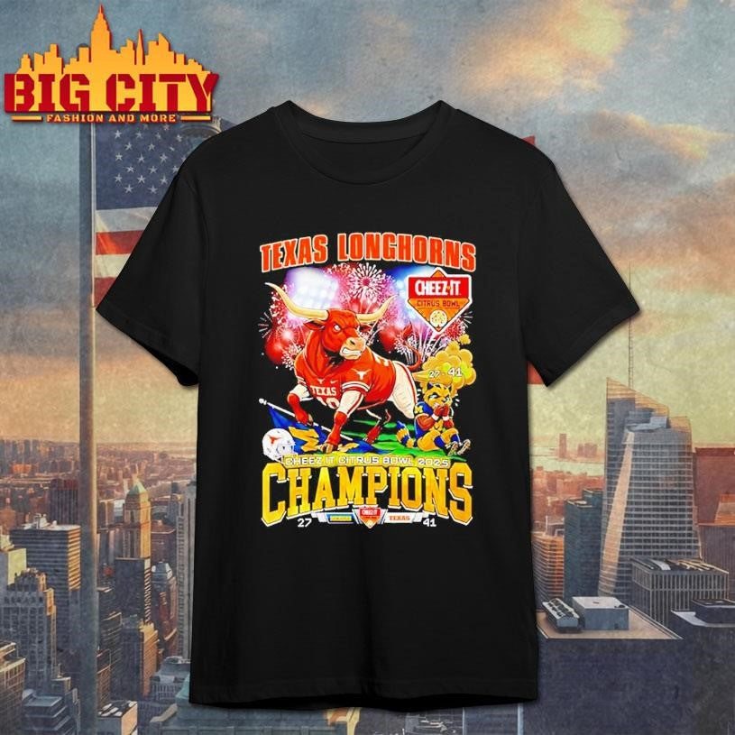 Texas Longhorns 2025 Cheez-It Citrus Bowl Champions 27-41 score mascot Shirt