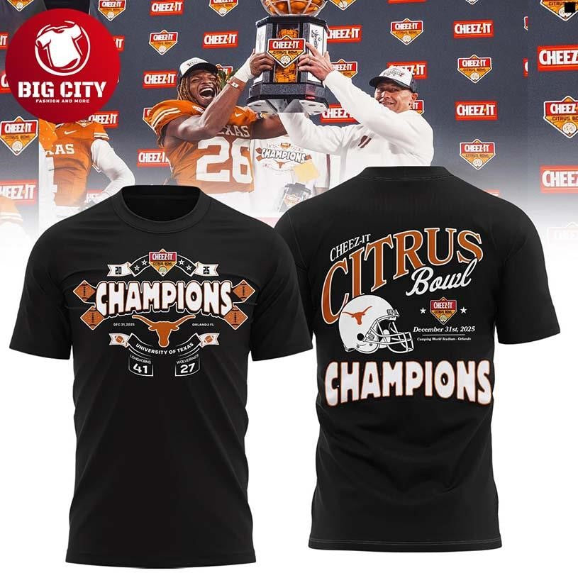 Texas Longhorns Cheez-It Citrus Bowl Champions 2025-2026 Two Sided Shirt