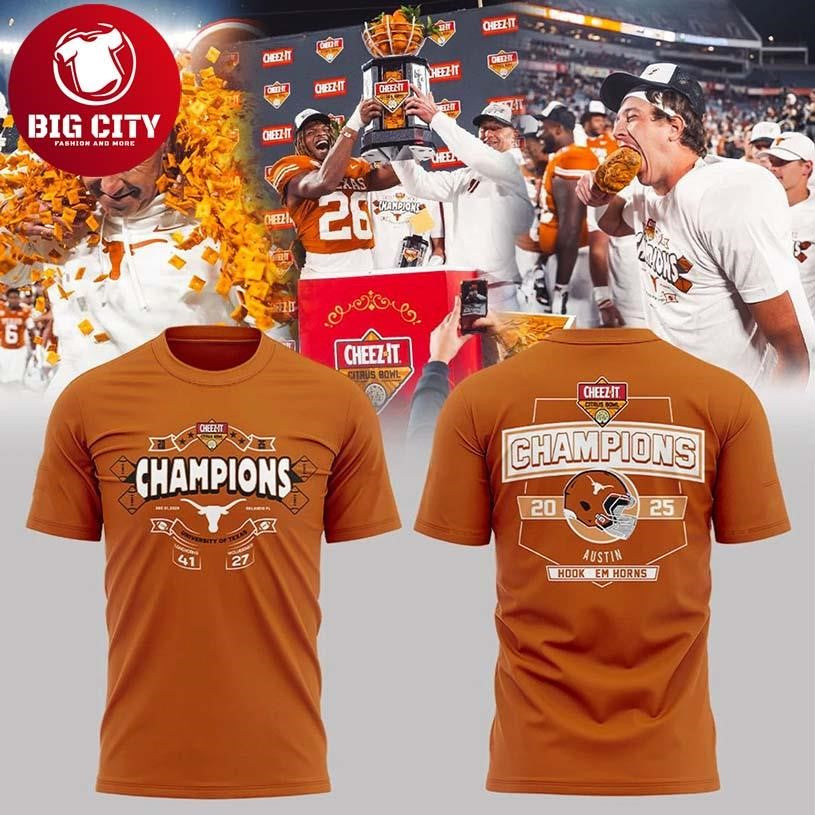 Texas Longhorns Cheez-It Citrus Bowl Champions Two Sided Shirt