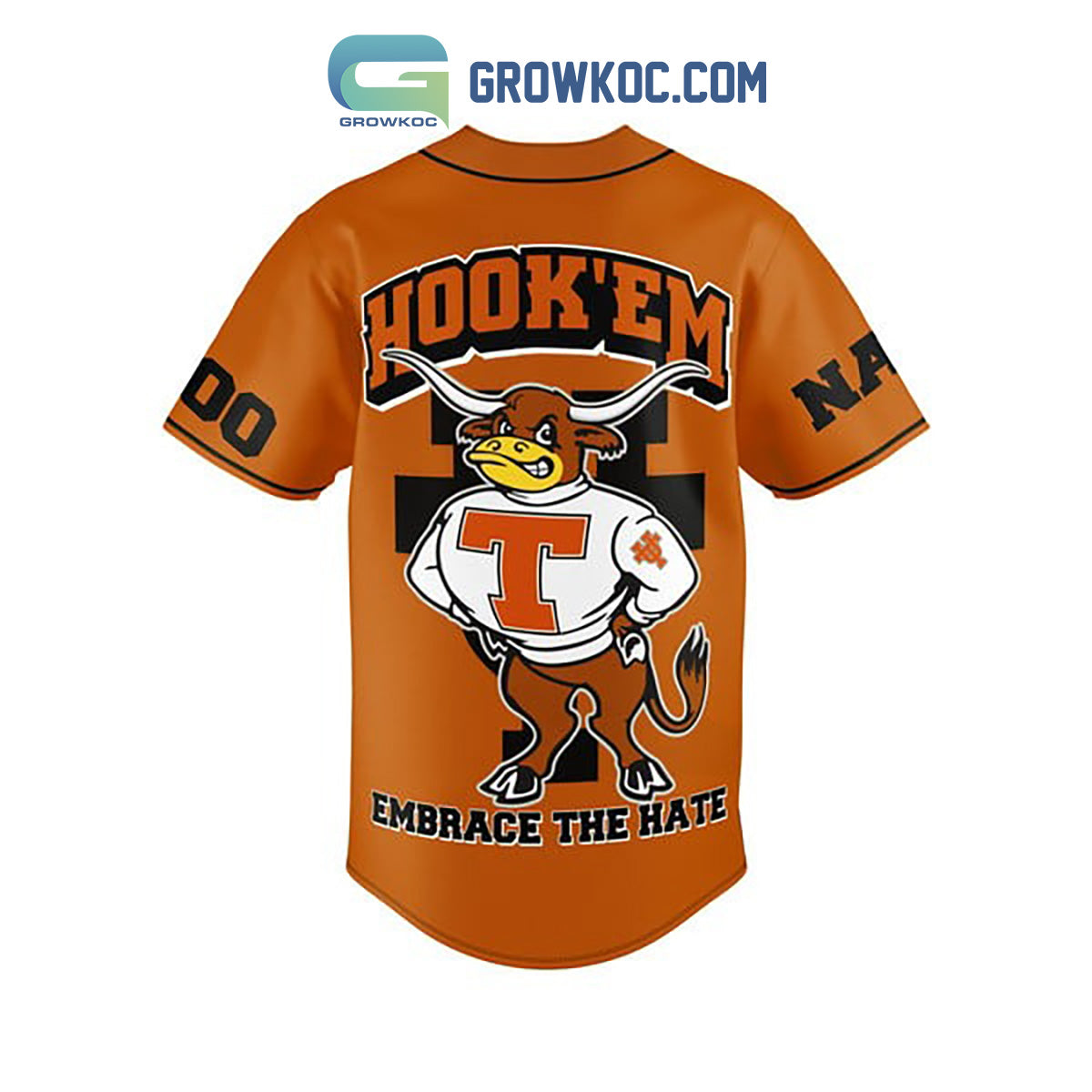 Texas Longhorns Embrace The Hate Personalized Baseball Jersey