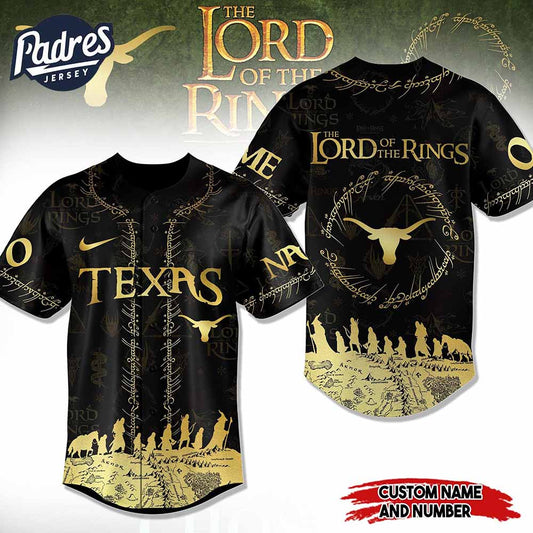 Texas Longhorns NCAA x The Lord Of The Rings Personalized Baseball Jersey Outfit - Padres Jersey Oasis: Elevate... (Image 1)