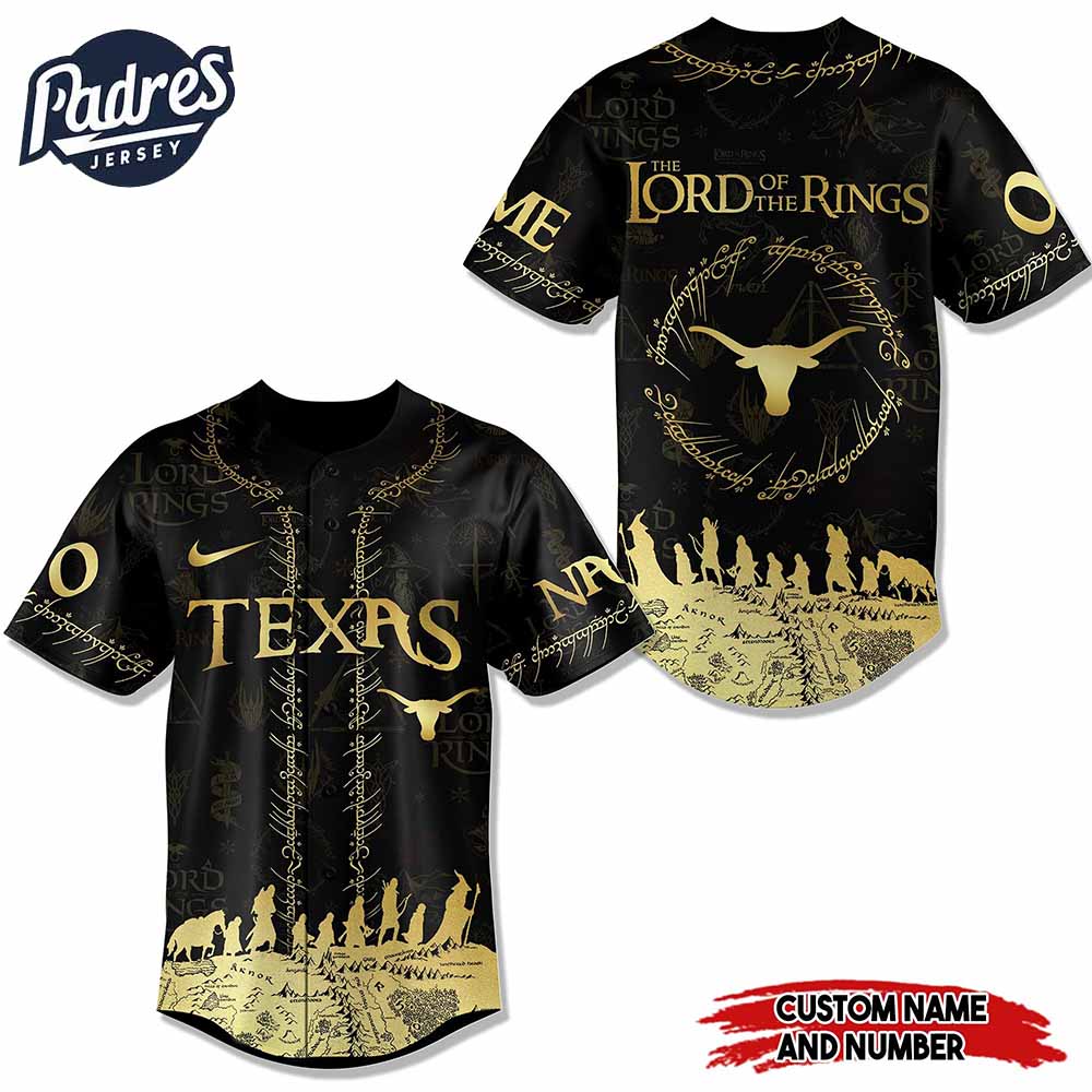Texas Longhorns NCAA x The Lord Of The Rings Personalized Baseball Jersey Outfit - Padres Jersey Oasis: Elevate... (Image 4)