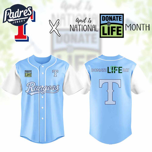 Texas Rangers MLB x Donate Life Month Personalized Baseball Jersey Outfit - Padres Jersey Oasis: Elevate Your Baseball...
