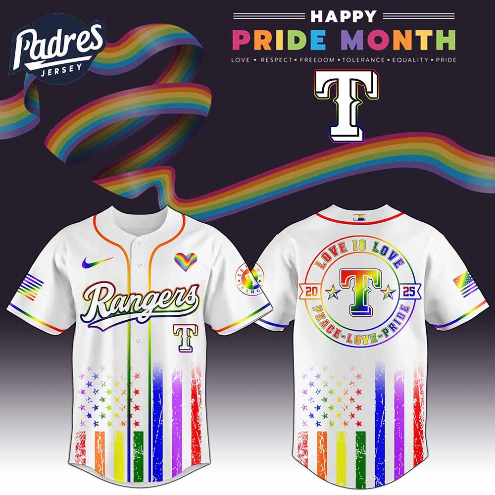 Texas Rangers MLB x Happy Pride Month Baseball Jersey - Padres Jersey Oasis: Elevate Your Baseball Style Game... (Image 1)