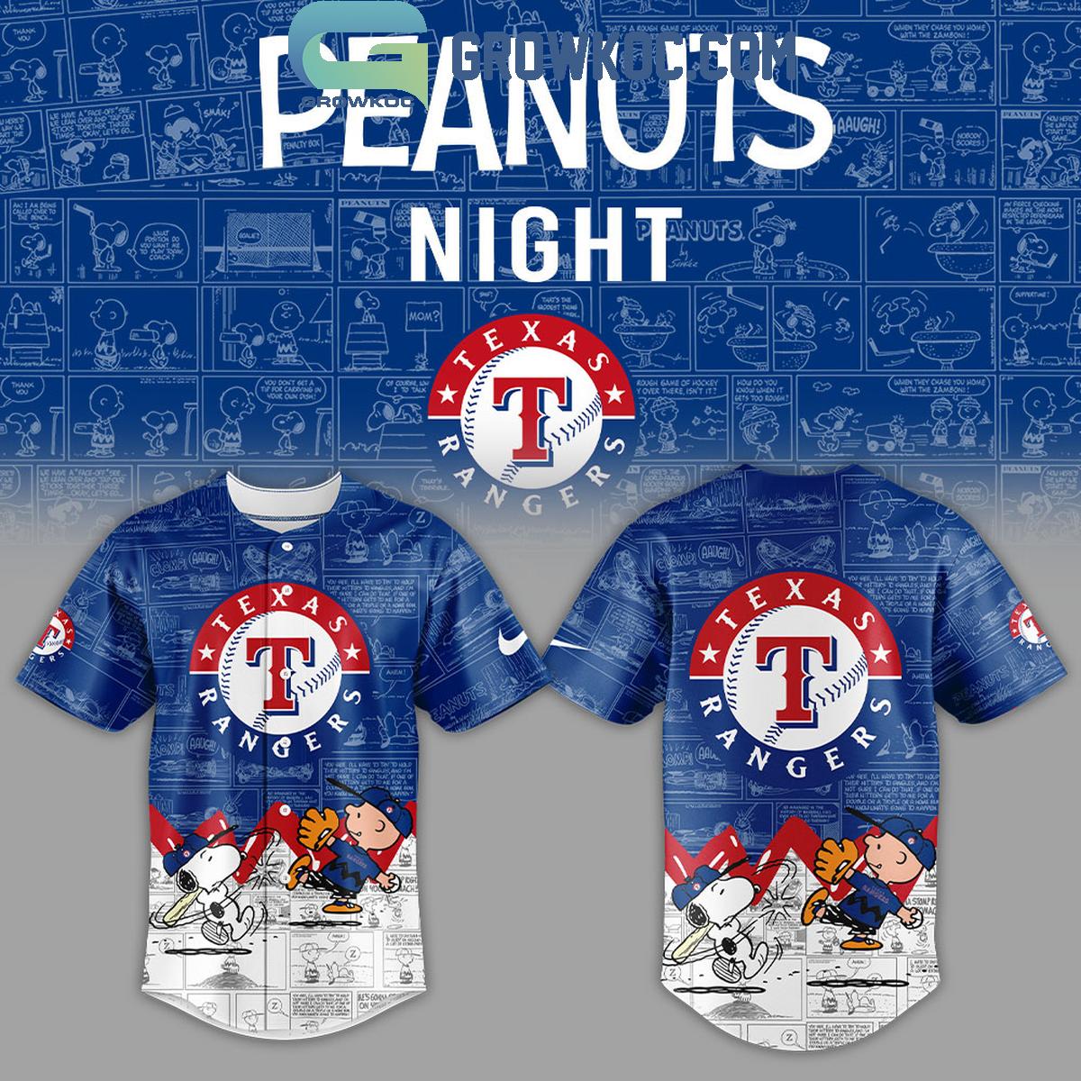 Texas Rangers Peanuts 75th Anniversary Baseball Jersey