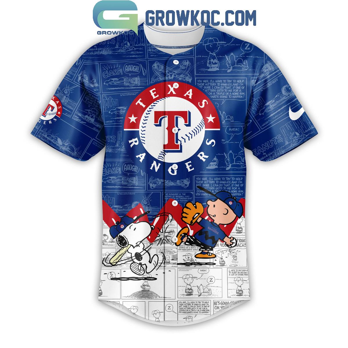 Texas Rangers Peanuts 75th Anniversary Baseball Jersey