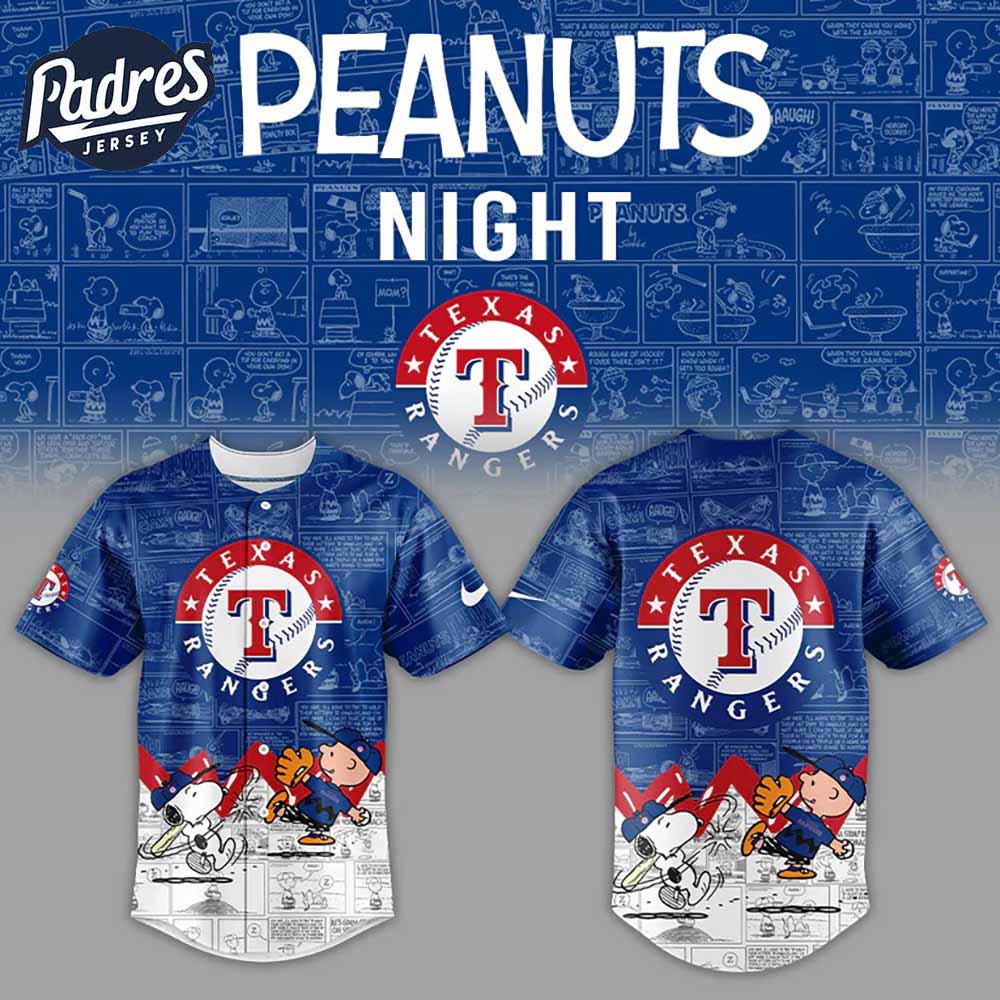 Texas Rangers x Peanuts 75th Anniversary Baseball Jersey - Padres Jersey Oasis: Elevate Your Baseball Style... (Image 1)