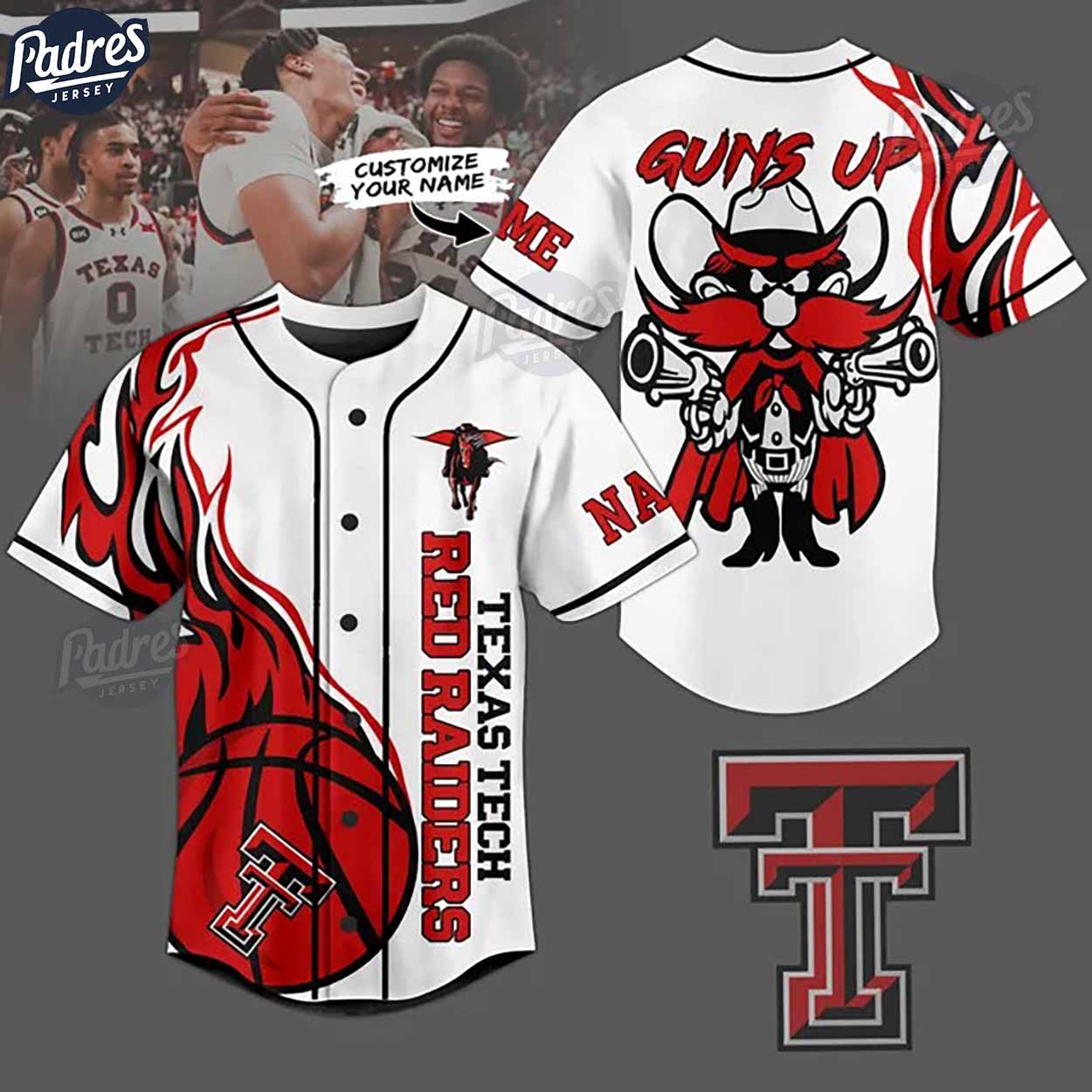 Texas Tech Red Raiders Basketball Gun Up Custom Baseball Jersey - Padres Jersey Oasis: Elevate Your Baseball... (Image 1)