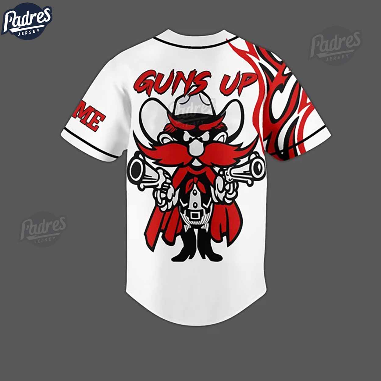 Texas Tech Red Raiders Basketball Gun Up Custom Baseball Jersey - Padres Jersey Oasis: Elevate Your Baseball... (Image 2)