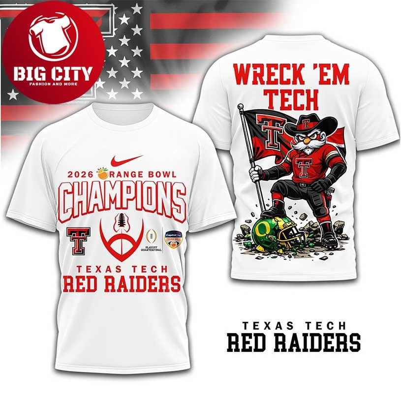 Texas Tech Red Raiders Ncaa 2026 Orange Bowl Champions Two Sided Shirt
