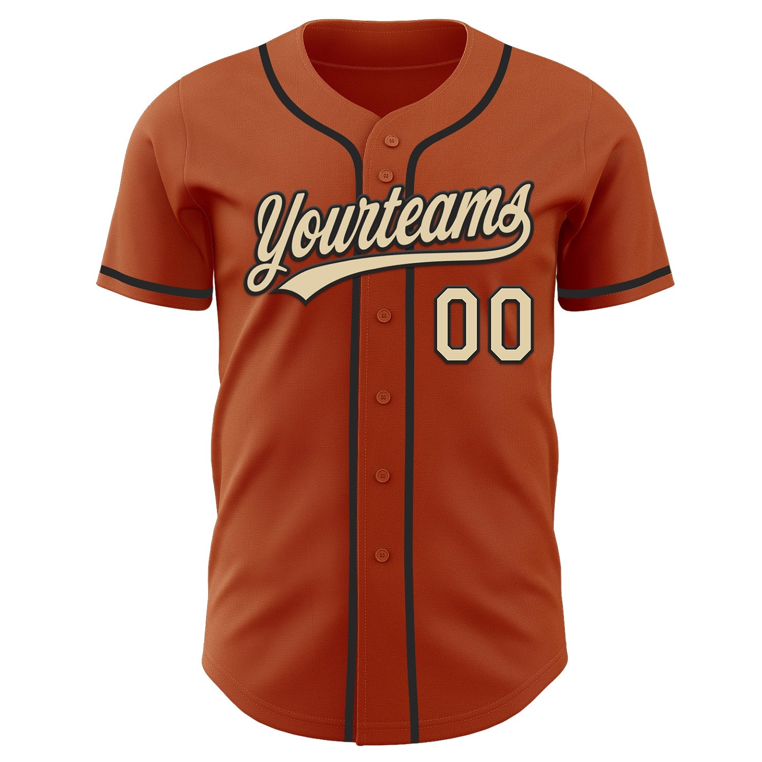 Custom Texas Orange Cream-Black Authentic Baseball Jersey