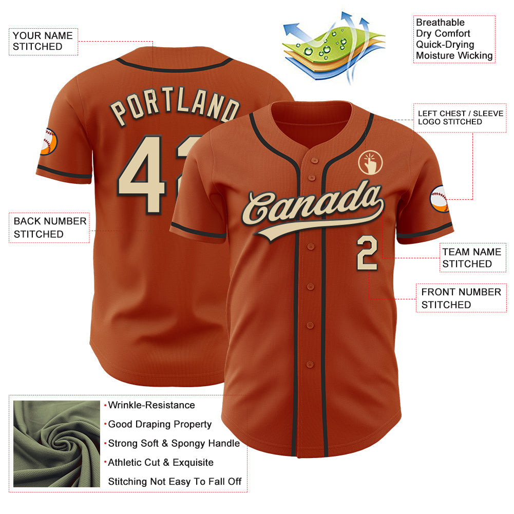Custom Texas Orange Cream-Black Authentic Baseball Jersey