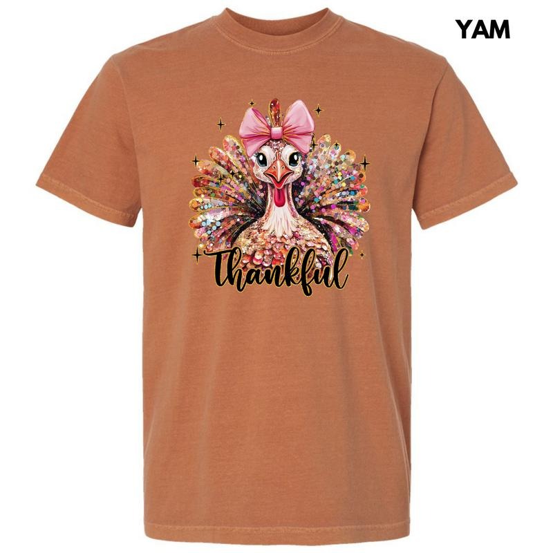 Thankful Glitter Turkey Comfort Colors T-Shirt 'NLB' Hoodie, Sweatshirt | WearSparks.com