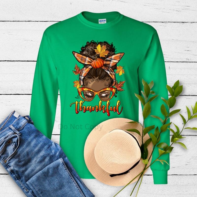 Thankful Long Sleeve Graphic Tee Shirt Cotton Crew Neck Adult Size Hoodie, Sweatshirt | WearSparks.com