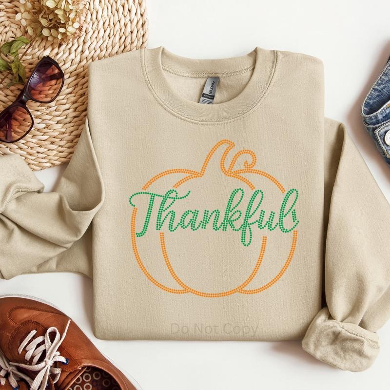 Thankful Pumpkin Rhinestone Transfer T-Shirts, Hoodie, Sweatshirt | WearSparks.com