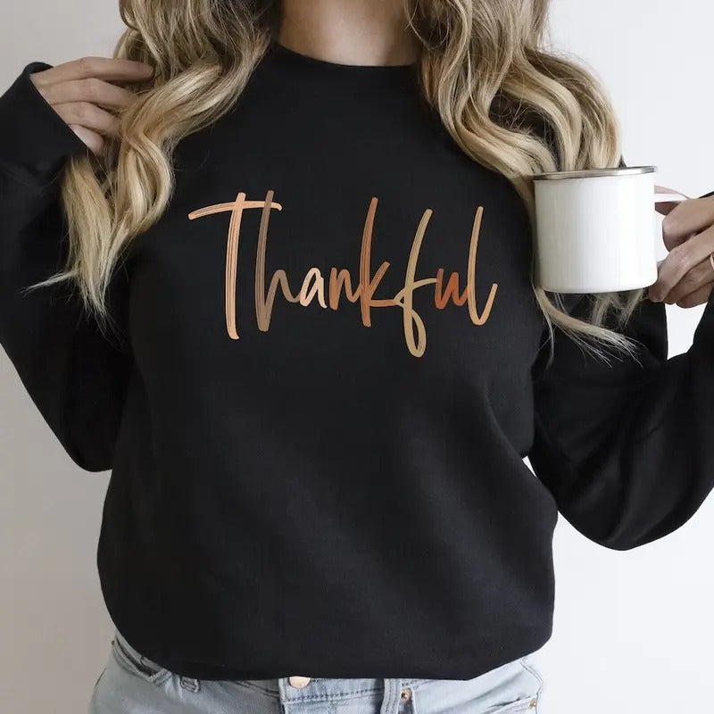 Thankful Sweatshirt, Thanksgiving Crewneck, Cute Thanksgiving Shirt, Thanksgiving Shirts Women, Fall Sweatshirt, Thankful...