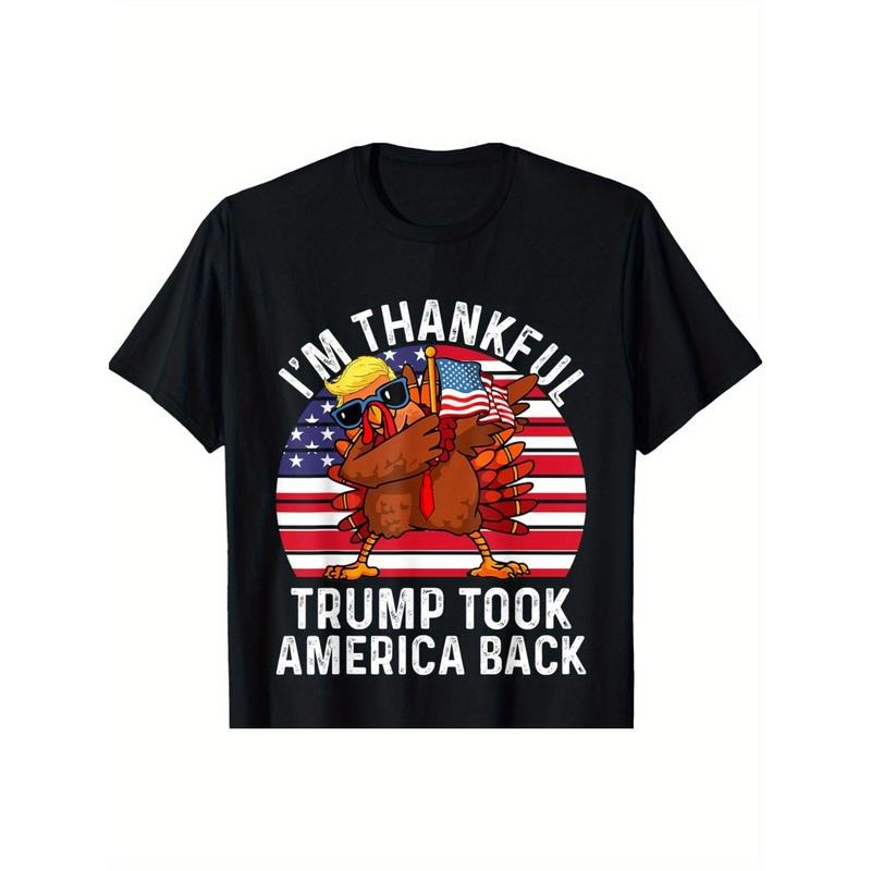 Thankful Trump Win Celebration Tee - Men's Casual & Comfortable Cotton T-Shirt with Retro Humor Print, Perfect for Summer...