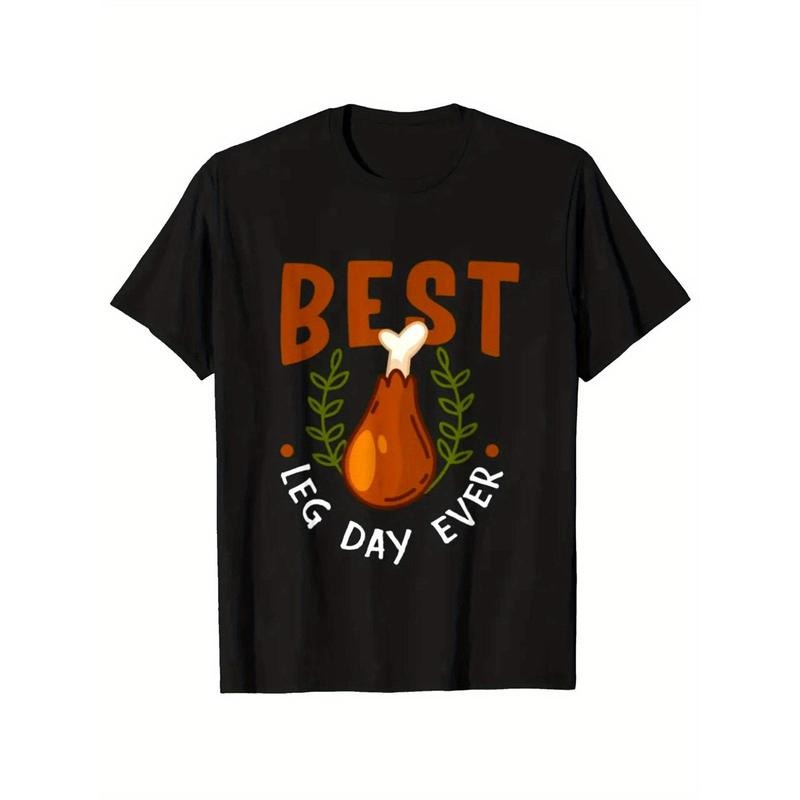 Thanksgiving Day Printed, Men's Cotton Turkey Graphic T-shirt, Casual Short Sleeve Crew Neck Gamer T-shirt, Men's Tee For...