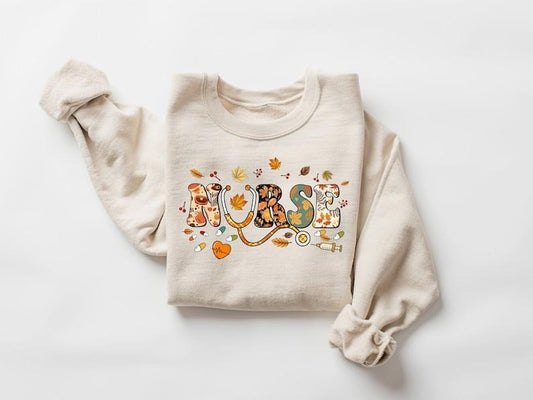 Thanksgiving Nurse Sweatshirt, Thankful Nurse Shirt, Fall Nurse Sweatshirt, Fall Season Nurse T-shirt, Gift for Nurse,...