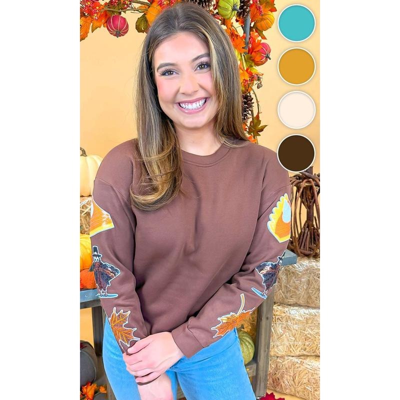 Thanksgiving Sparkle Sleeve Sweatshirt T-Shirts, Hoodie | WearSparks.com