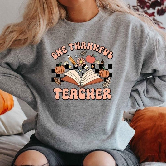 Thanksgiving Teacher Shirt, One Thankful Teacher Sweatshirt, Fall Vibes Shirt, Shirt, Cozy Teacher Shirt, Thanksgiving...