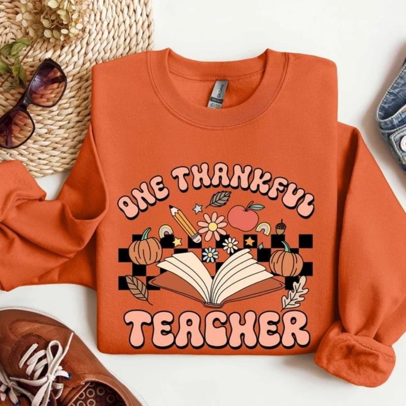 Thanksgiving Teacher Shirt, One Thankful Teacher Sweatshirt, Fall Vibes Shirt, Shirt, Cozy Teacher Shirt, Thanksgiving...