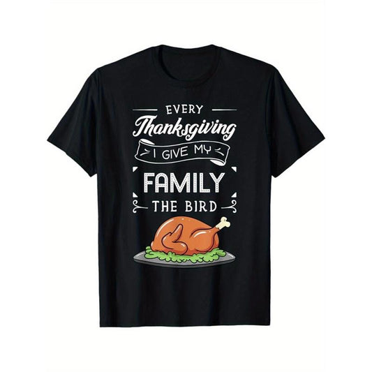 Thanksgiving Turkey Graphic Tee, Men'S Cotton Casual T-Shirt, Short Sleeve Crew Neck, All-Season Knit Fabric, Regular Fit...