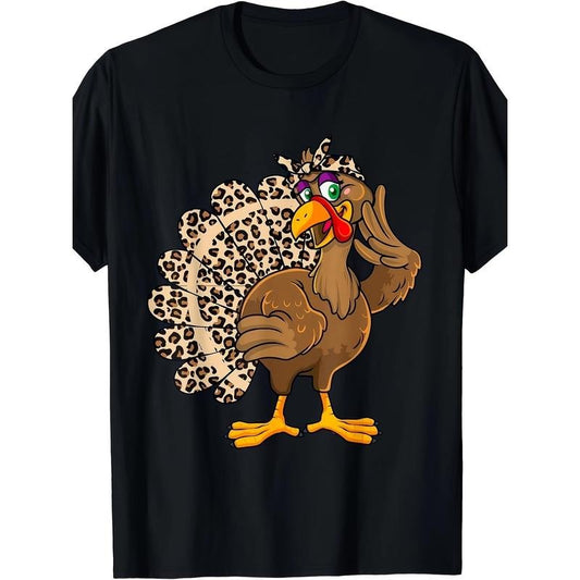 Thanksgiving Turkey Men's Leopard Print Autumn T-shirt - 220g made in usa Hoodie, Sweatshirt | WearSparks.com