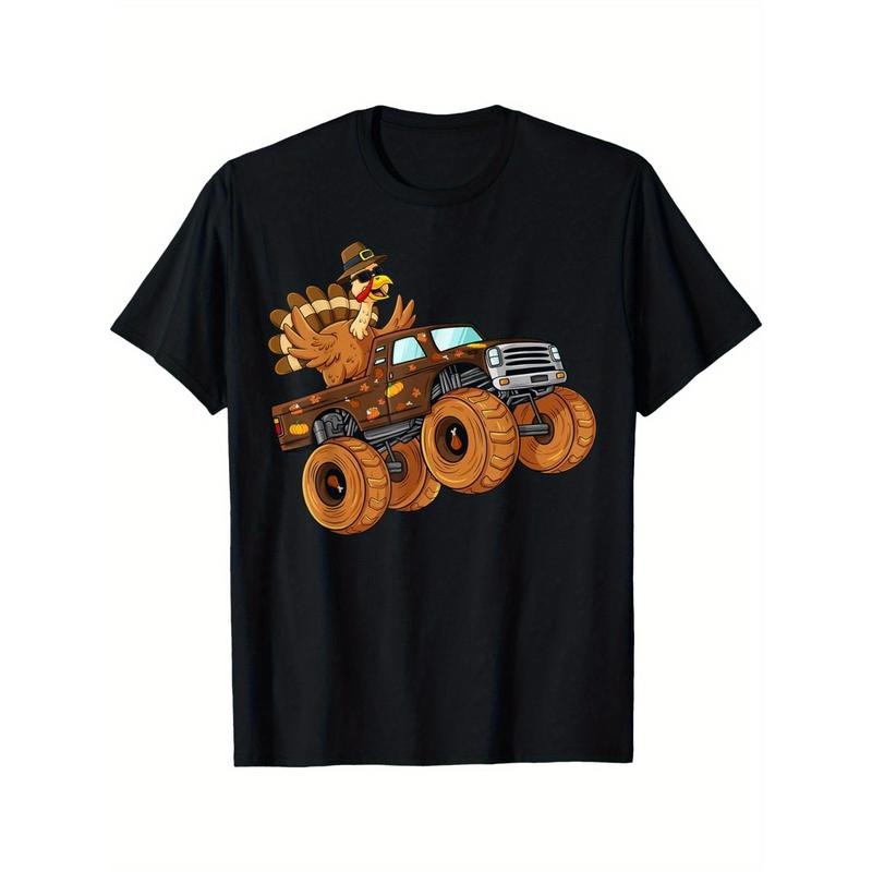 Thanksgiving Turkey Riding Monster Truck men T-Shirt made in usa Hoodie, Sweatshirt | WearSparks.com