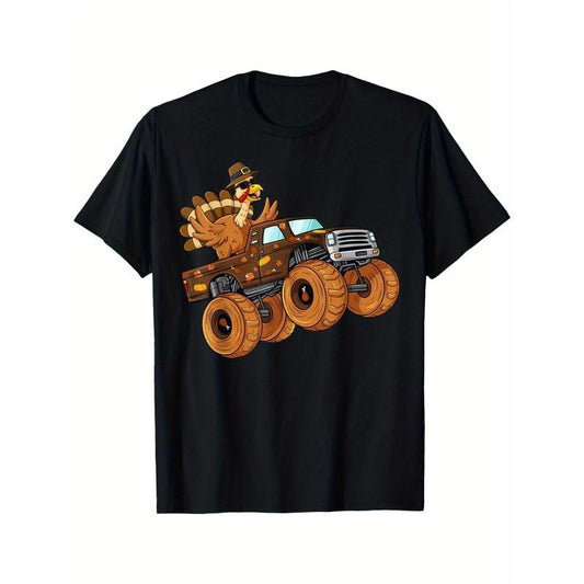 Thanksgiving Turkey Riding Monster Truck men T-Shirt made in usa Hoodie, Sweatshirt | WearSparks.com