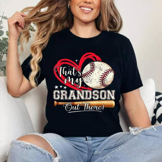 That's My Grandson Out There Baseball Grandma Mother's Day Graphic Tee T-Shirt ,Unisex Cotton, Top Womenswear Hoodie,...