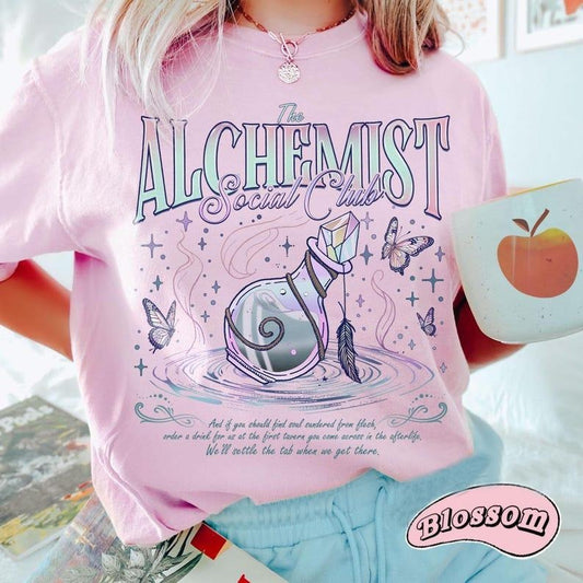 The Alchemist Social Club T-Shirt, Quicksilver Book Kingfisher Shirt, Fantasy Bookish Merch, Romantasy Gift Shortsleeve...