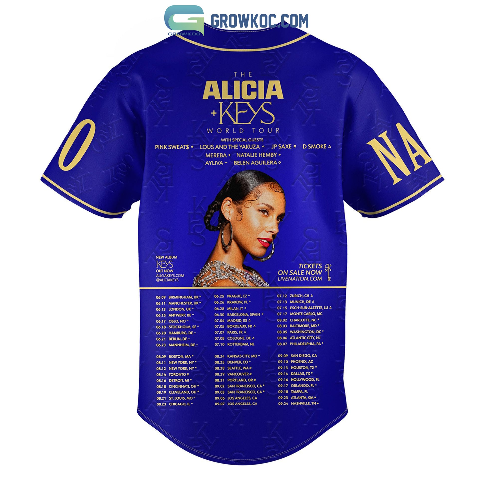 The Alicia Keys World Tour Personalized Baseball Jersey