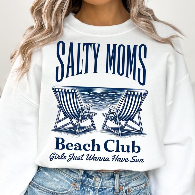 The Beach Club Shirt Trendy Summer Aesthetic Beach Shirt Retro Beach Girl Funny Sarcastic Mom Mother's Day 2 Hoodie,...