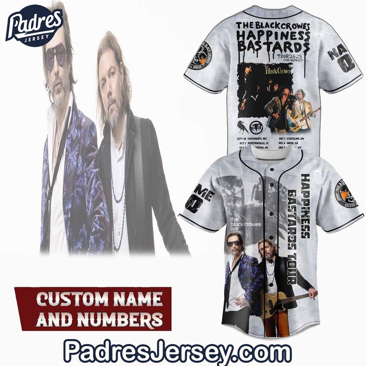 The Black Crowes Announce 2024-2025 Headlining Tour Baseball Jersey Outfit - Padres Jersey Oasis: Elevate Your... (Image 1)