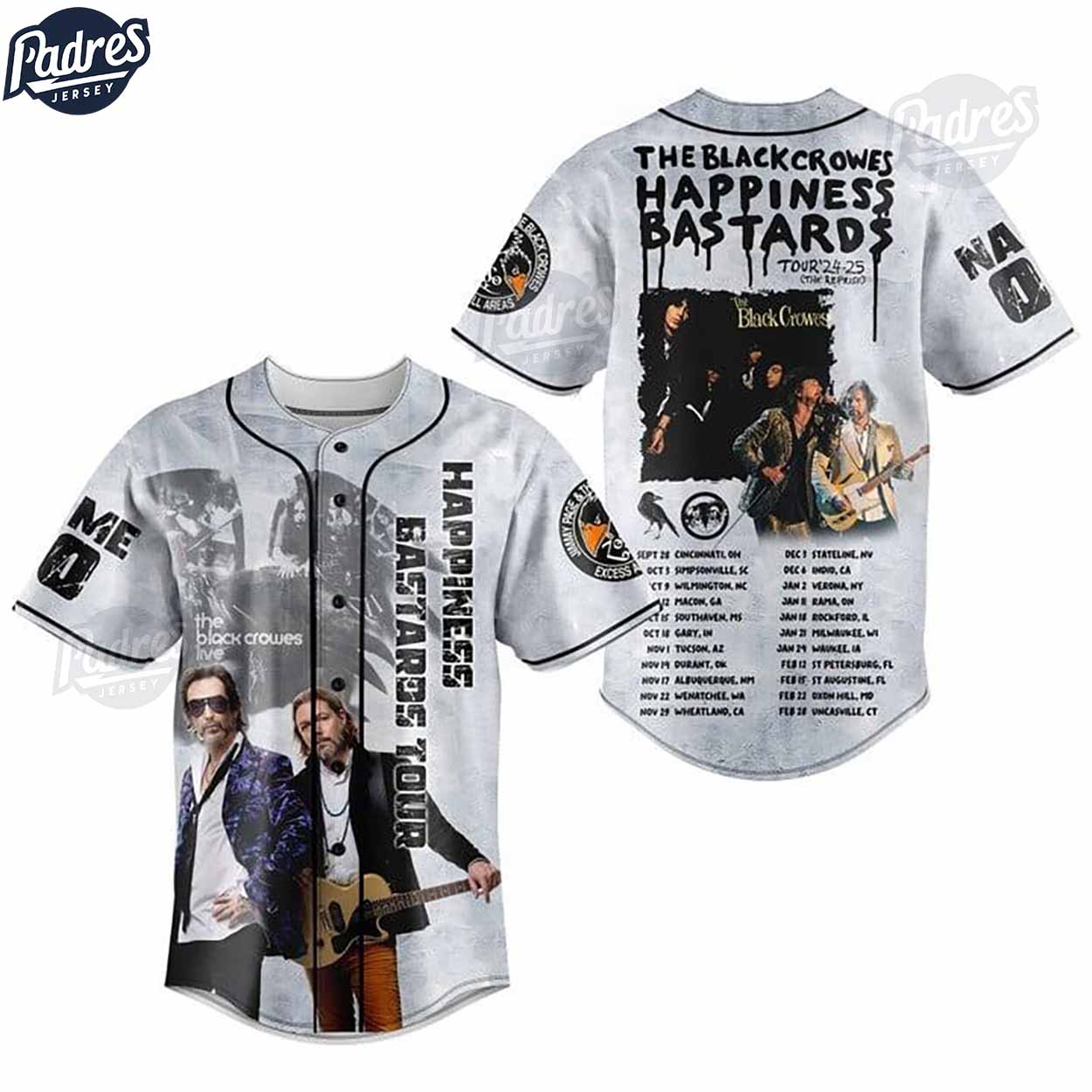 The Black Crowes Announce 2024-2025 Headlining Tour Baseball Jersey Outfit - Padres Jersey Oasis: Elevate Your... (Image 2)