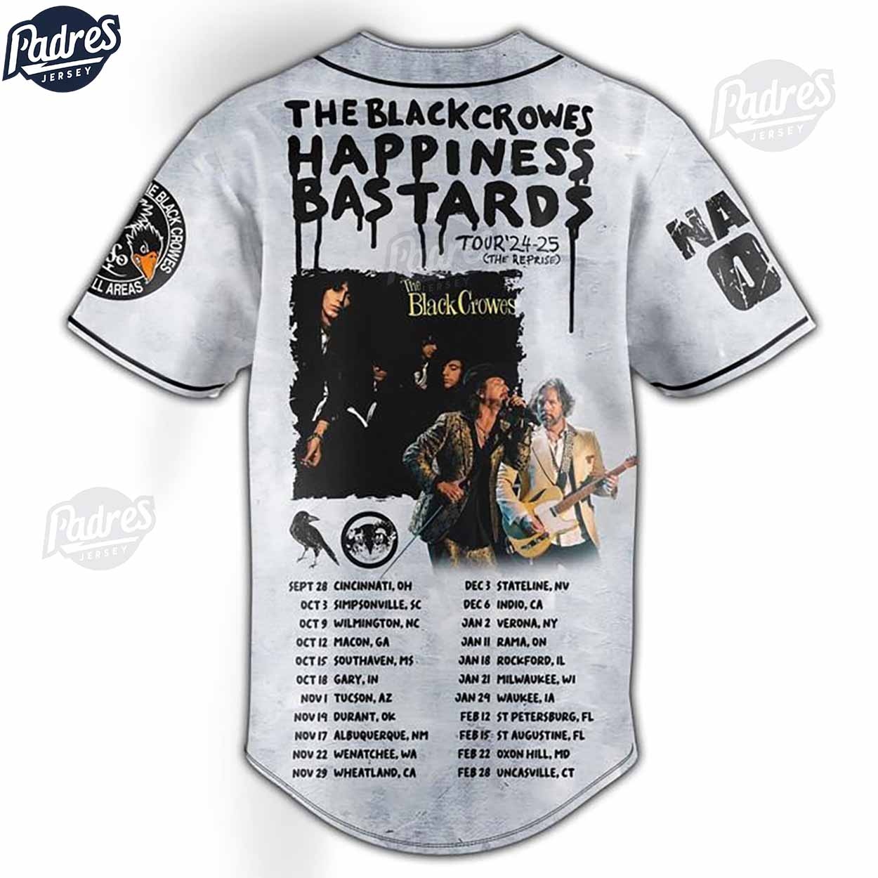 The Black Crowes Announce 2024-2025 Headlining Tour Baseball Jersey Outfit - Padres Jersey Oasis: Elevate Your... (Image 4)