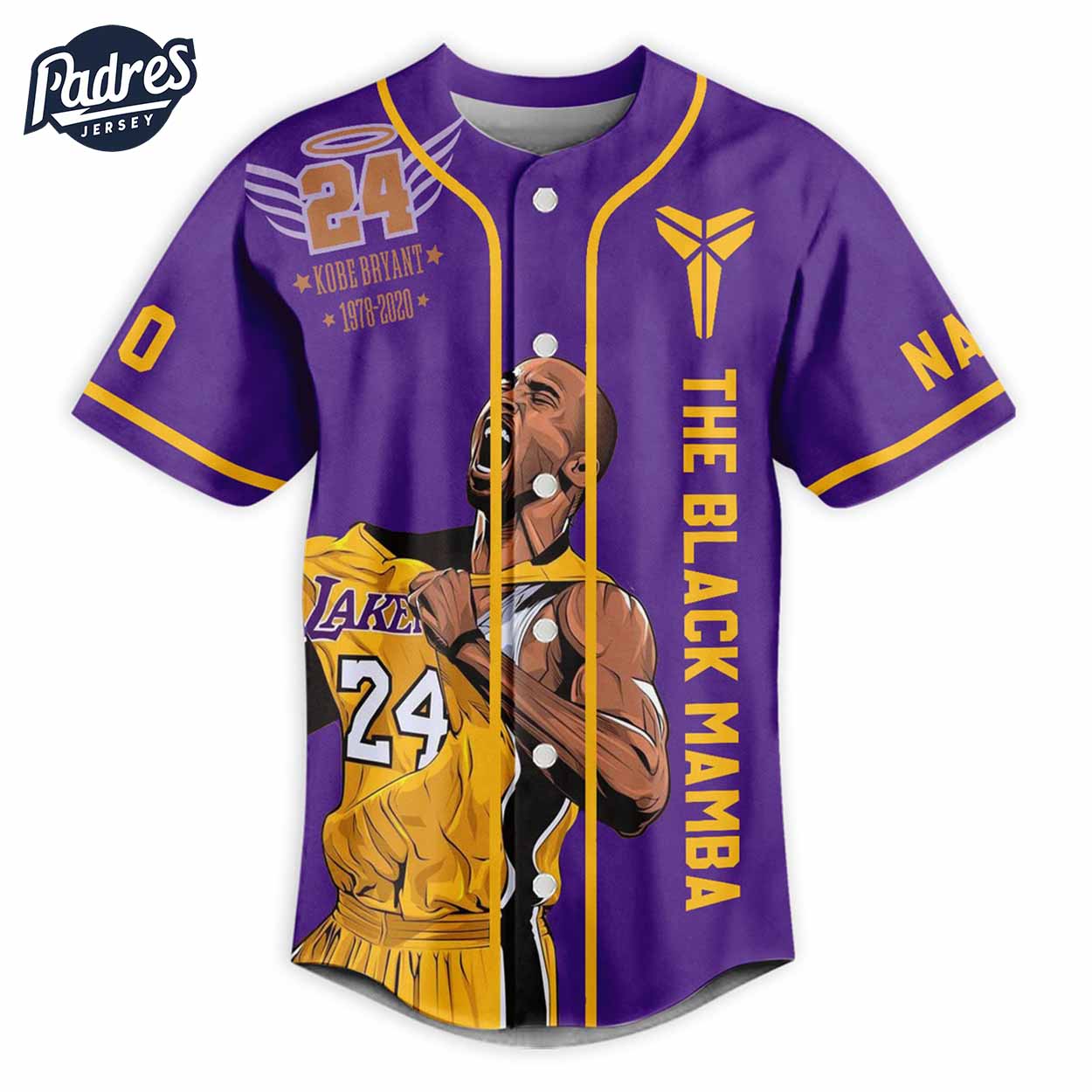 The Black Mamba Kobe Kobe Bryant Baseball Jersey Outfit - Padres Jersey Oasis: Elevate Your Baseball Style Game... (Image 2)