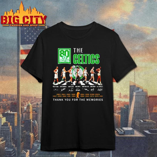 The Boston Celtics 80th Anniversary 1946 2026 Players Abbey Road Signatures Thank You For The Memories Shirt